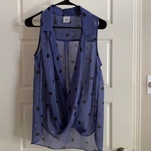 Cabi Crossover Blue Blouse